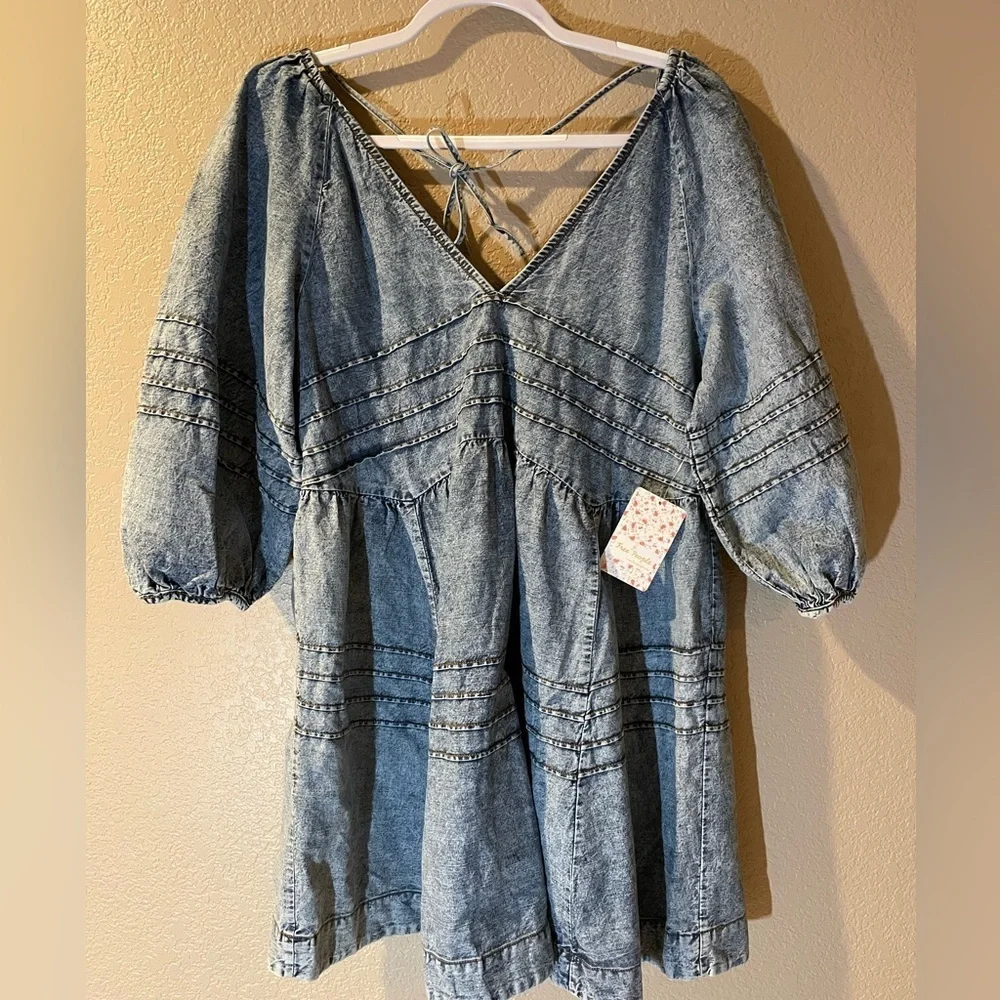 Free People Light Blue Denim Blouse